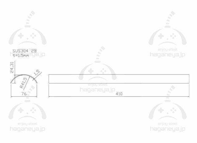 SUS304 2B R曲げ