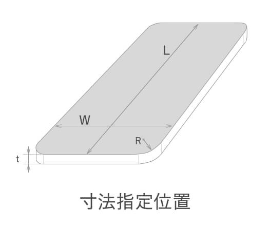縞鋼板 角R寸法指定位置